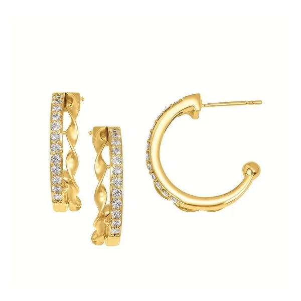 14K Yellow Gold Diamond Hoop Earrings Diny's Jewelers Middleton, WI
