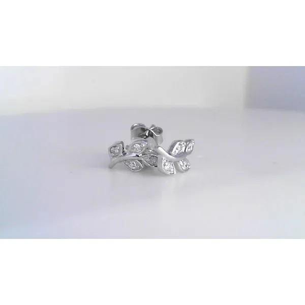 14K White Gold Diamond Leaf Earrings Diny's Jewelers Middleton, WI