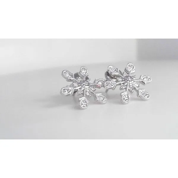 14K White Gold Diamond Snowflake Earrings Diny's Jewelers Middleton, WI