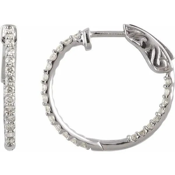14K White Gold Diamond Huggie Earrings Image 2 Diny's Jewelers Middleton, WI