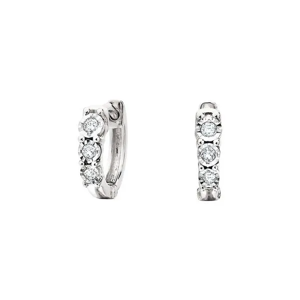 10K White Gold Diamond Huggie Earrings Diny's Jewelers Middleton, WI
