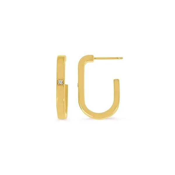 14K Yellow Diamond Oval Hoop Earrings Diny's Jewelers Middleton, WI