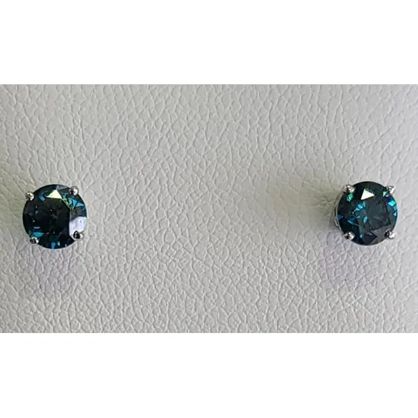14K White Gold Blue Diamond Stud Earrings Diny's Jewelers Middleton, WI
