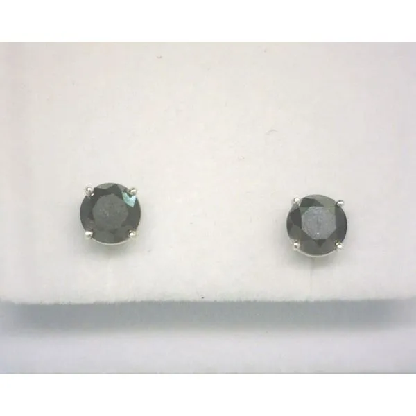 14KT White Gold Stud Earrings Black Diamonds Round 2.15ctw Diny's Jewelers Middleton, WI