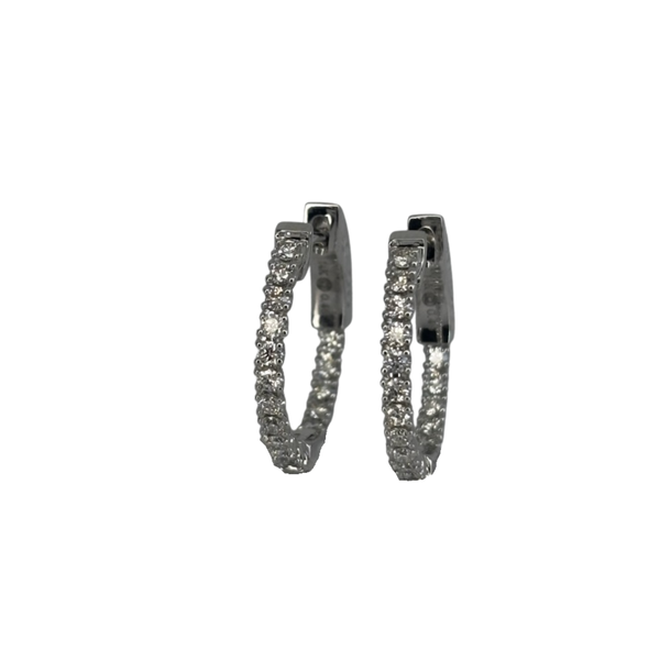 14Kt White Gold Diamond Huggie Earrings Diny's Jewelers Middleton, WI