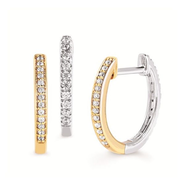 10K Two-Tone Diamond Reversible Huggie Earrings Diny's Jewelers Middleton, WI