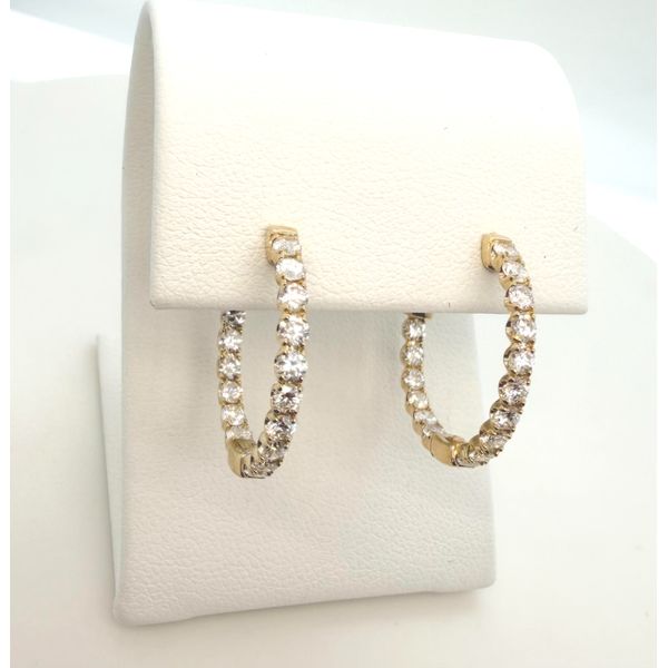 14KY Dia ER Huggie 32RD 1.42ctw SI H  20MM Diny's Jewelers Middleton, WI