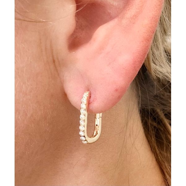 14KT Yellow Gold Diamond Hoop Earrings .34ctw Image 2 Diny's Jewelers Middleton, WI