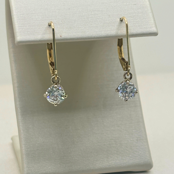 14KT Two-Tone leaver back Diamond Earrings Diny's Jewelers Middleton, WI