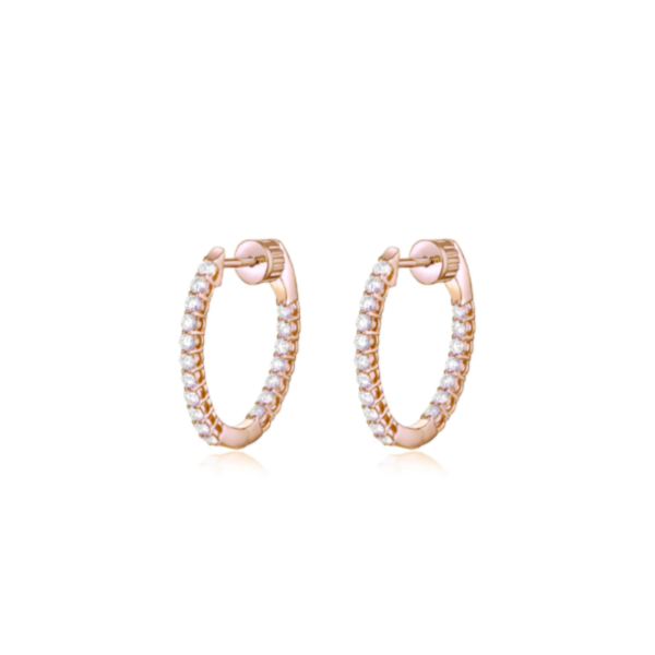 14K Rose Gold Inside-Outside Diamond Oval Hoop Earrings Diny's Jewelers Middleton, WI