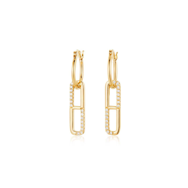 14K Yellow Gold Diamond Paperclip Chain Dangle Earrings Diny's Jewelers Middleton, WI