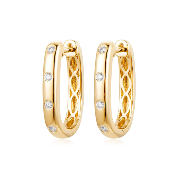 14K Yellow Gold Diamond Elongated Hoops Diny's Jewelers Middleton, WI
