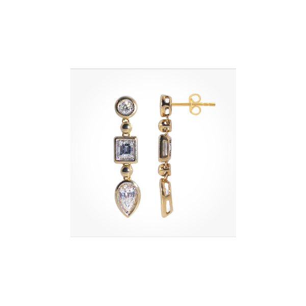 14K Yellow Gold Fancy-Cut Diamond Dangle Earrings Diny's Jewelers Middleton, WI