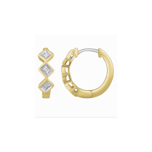 14K Yellow Gold Baguette Diamond Hoop Earrings Diny's Jewelers Middleton, WI