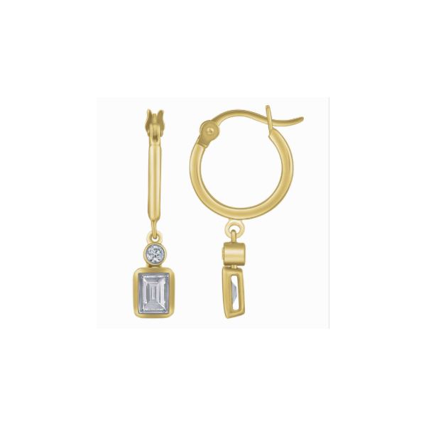 14K Yellow Gold Diamond Hoop Dangle Earrings Diny's Jewelers Middleton, WI