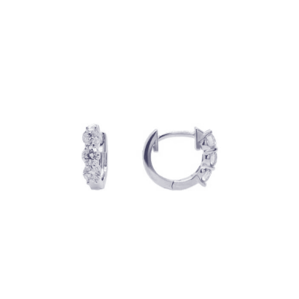 Platinum Diamond Huggie Hoop Earrings Diny's Jewelers Middleton, WI