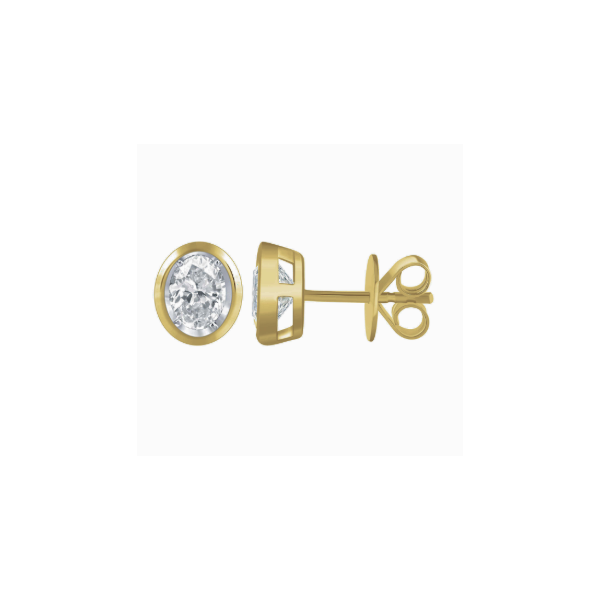 14K Yellow Gold Oval Diamond Bezel Stud Earrings Diny's Jewelers Middleton, WI