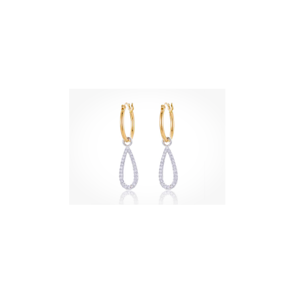 14K Two-Tone Diamond Dangle Hoop Earrings Diny's Jewelers Middleton, WI