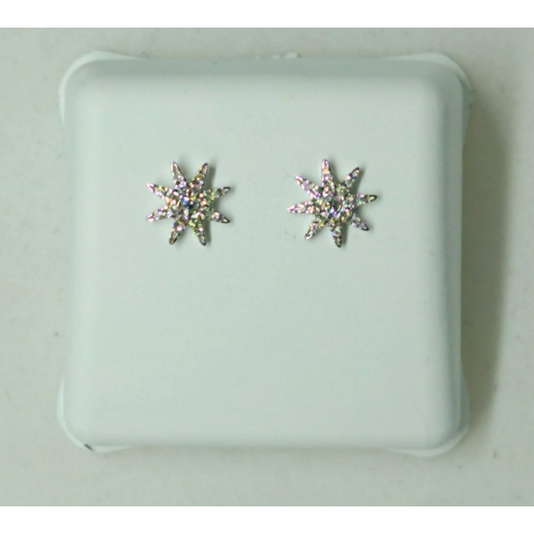 14K White Gold Diamond Starburst Earrings Diny's Jewelers Middleton, WI
