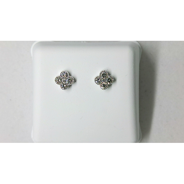 14K White Gold Diamond Clover Earrings Diny's Jewelers Middleton, WI