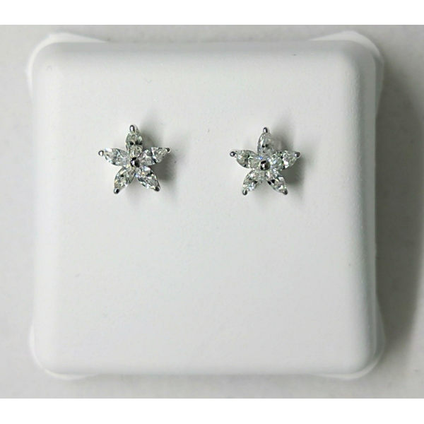 14K White Gold Star-Shape Marquise Diamond Stud Earrings Diny's Jewelers Middleton, WI