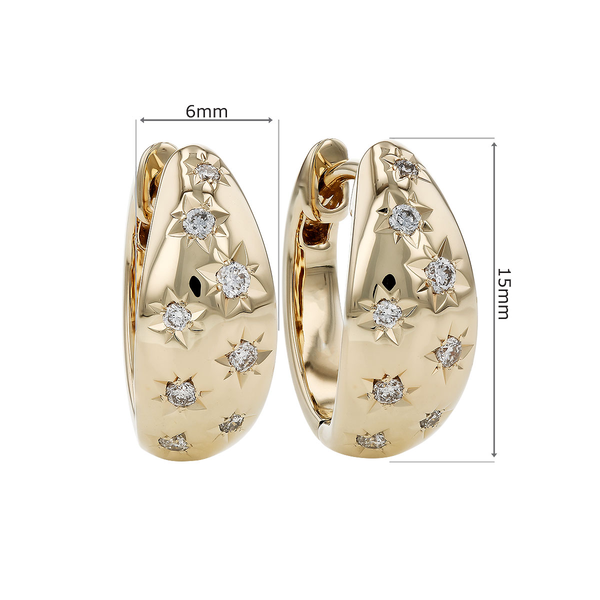 14K Yellow Gold Celestial Diamond Hoop Earrings Image 2 Diny's Jewelers Middleton, WI