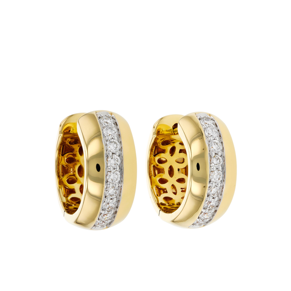 14K Yellow Gold Diamond Huggie Hoop Earrings Diny's Jewelers Middleton, WI