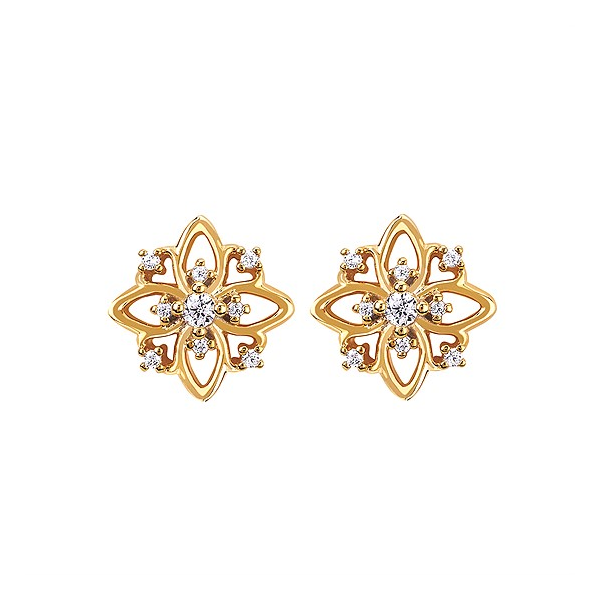 14K Yellow Gold Diamond Post Earrings Diny's Jewelers Middleton, WI