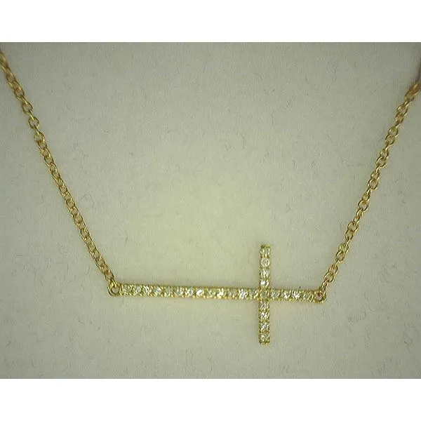 18K Yellow Gold Sideways Cross Necklace Diny's Jewelers Middleton, WI
