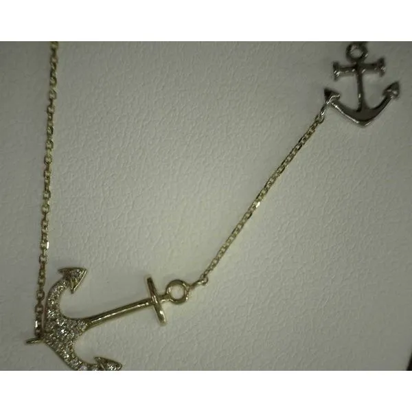 14Kt Yellow Gold Anchor Necklace Pendant Diny's Jewelers Middleton, WI