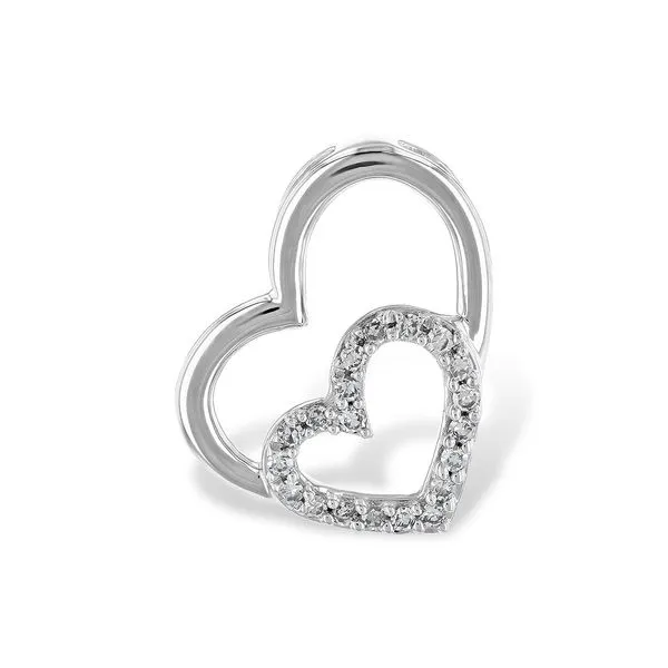 14K White Gold Double Heart Diamond Pendant Diny's Jewelers Middleton, WI