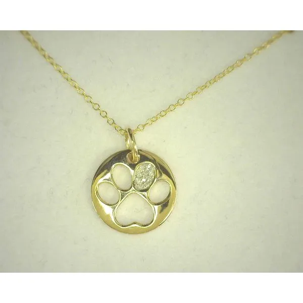 14K Yellow Gold Diamond Dog Paw Pendant Diny's Jewelers Middleton, WI
