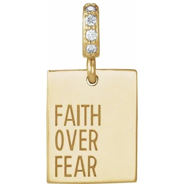 14K Yellow .02 CTW Natural Diamond Faith Over Fear Pendant Diny's Jewelers Middleton, WI