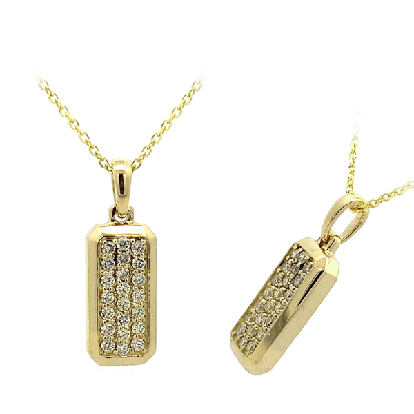 18K Yellow Gold White Diamond Tag Pendant Necklace Diny's Jewelers Middleton, WI