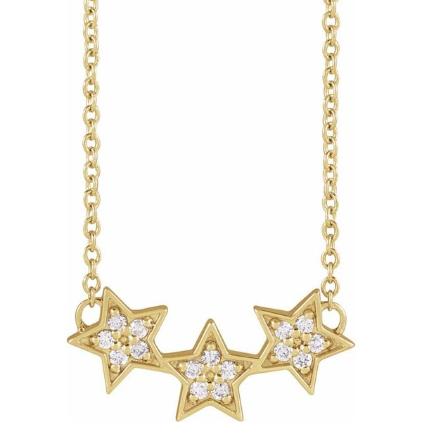 14K Yellow Gold .06 CTW Natural Diamond Triple Star 16-18