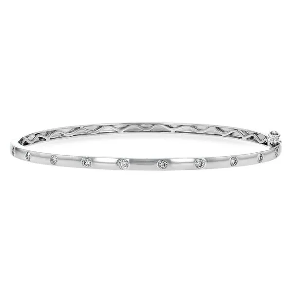 14K White Gold Diamond Flush Set Bangle Bracelet Diny's Jewelers Middleton, WI