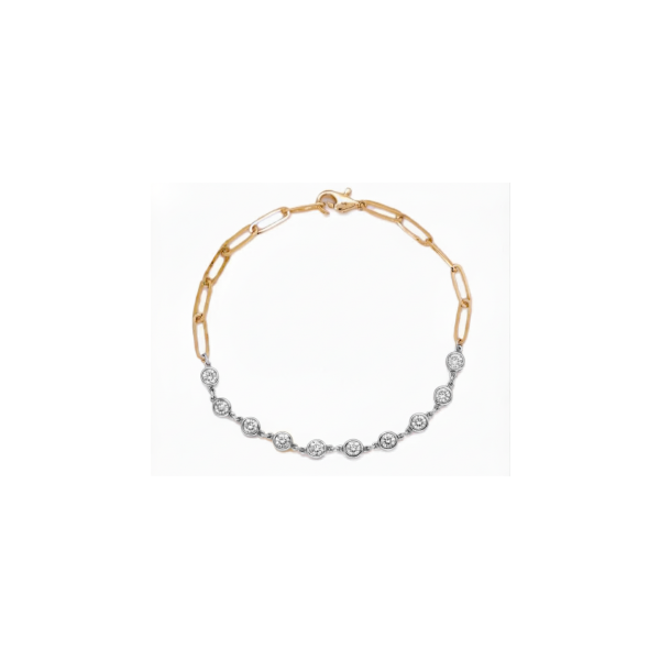14K Two-Tone Diamond Paperclip Chain Bracelet Diny's Jewelers Middleton, WI