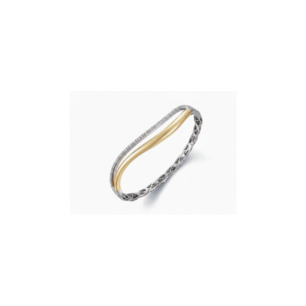 14K Two-Tone Diamond Bangle Hinge Bracelet Diny's Jewelers Middleton, WI