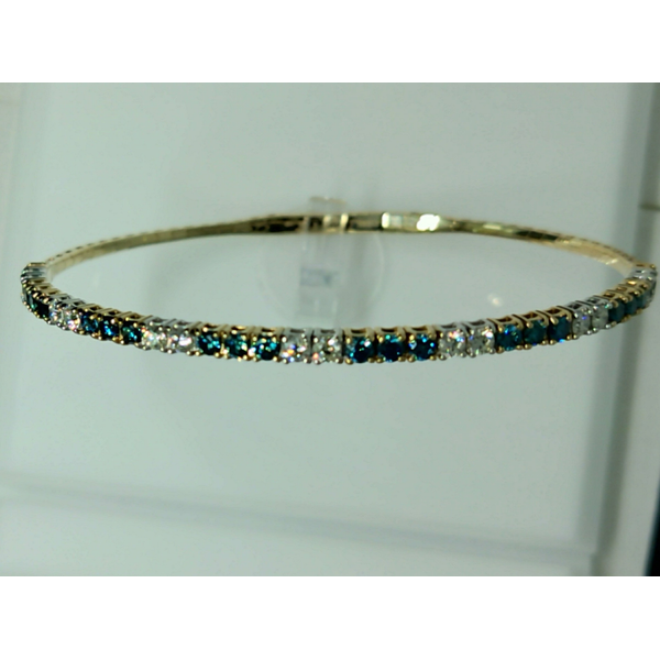 14K Two-Tone Gold Blue Diamond Bangle Flex Bracelet Diny's Jewelers Middleton, WI