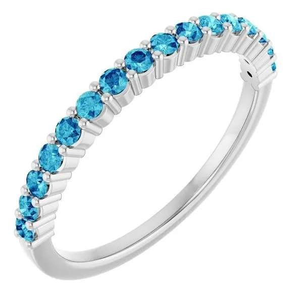 14KT White Gold Stacker Ring Blue Zircon Diny's Jewelers Middleton, WI