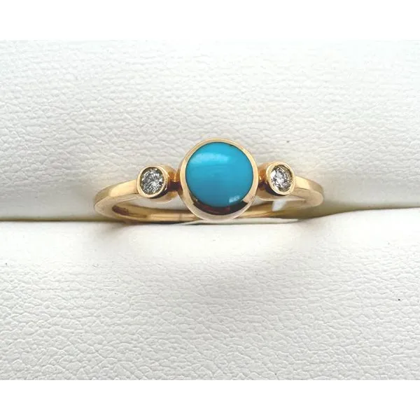 14KT Yellow Gold Ring KABANA Sleeping Beauty Turquoise 5MM Round Diny's Jewelers Middleton, WI