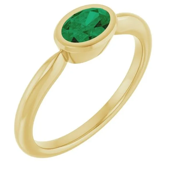 10KT Yellow Gold Ring Oval Emerald Bezel 6x4mm Diny's Jewelers Middleton, WI