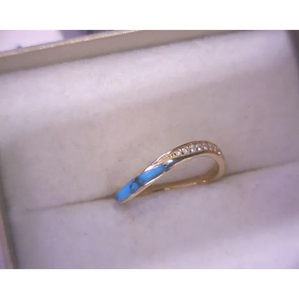 14Kt Yellow Kabana Fashion Ring with Kingman Turquoise 0.08ctw Diny's Jewelers Middleton, WI