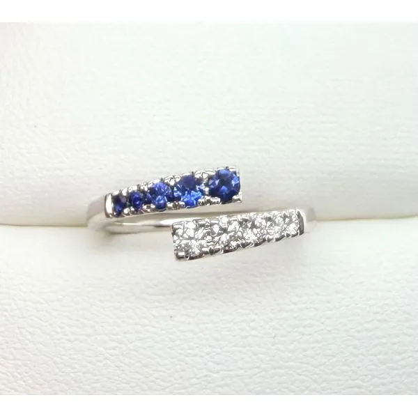 14KT White Gold Sapphire & Diamond Bypass Ring Diny's Jewelers Middleton, WI