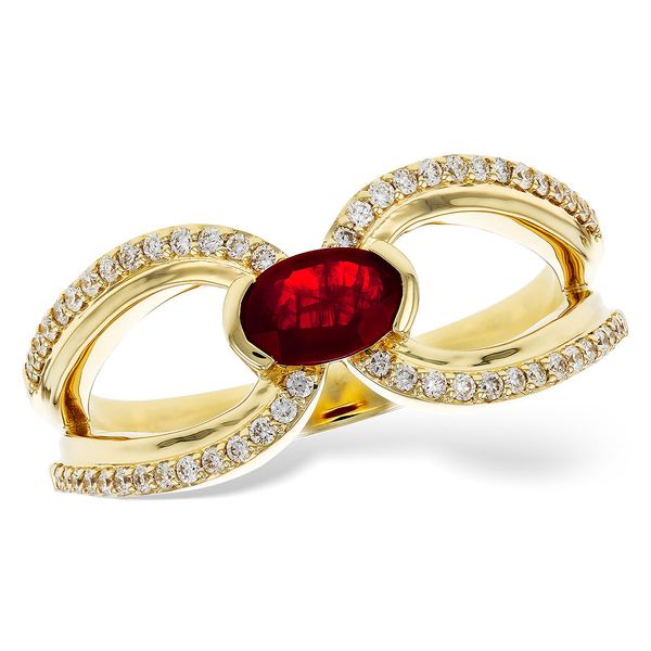 14KY Ring Oval Ruby and Diamonds Diny's Jewelers Middleton, WI