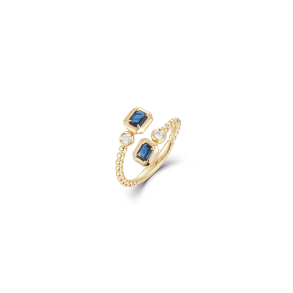 14K Yellow Gold Sapphire and Diamond Bypass Style Ring Diny's Jewelers Middleton, WI
