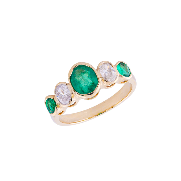 14K Yellow Gold Emerald and Diamond Ring Diny's Jewelers Middleton, WI