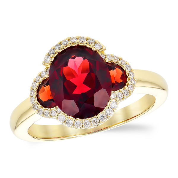 14K Yellow Gold Garnet and Diamond Ring Diny's Jewelers Middleton, WI