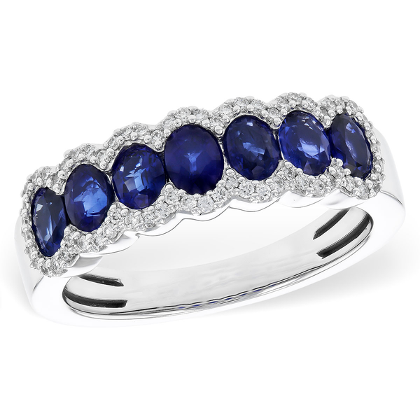 14K White Gold Sapphire and Diamond Anniversary Ring Diny's Jewelers Middleton, WI