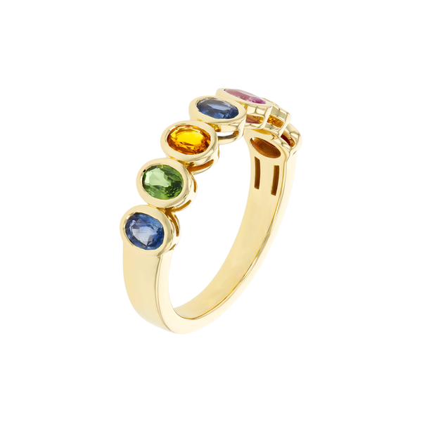 14K Yellow Gold Multicolored Sapphire Ring Image 2 Diny's Jewelers Middleton, WI